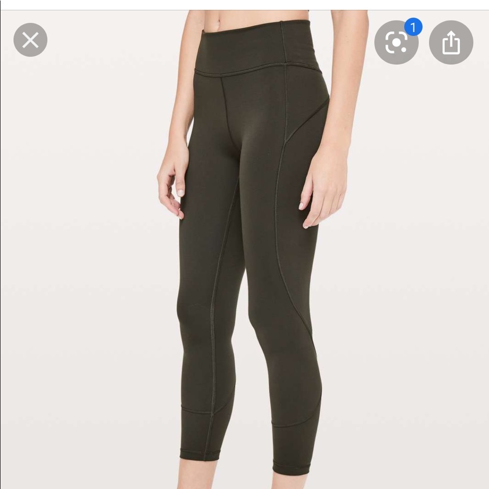 Lululemon In Movement Tight Dark Olive Sz 8